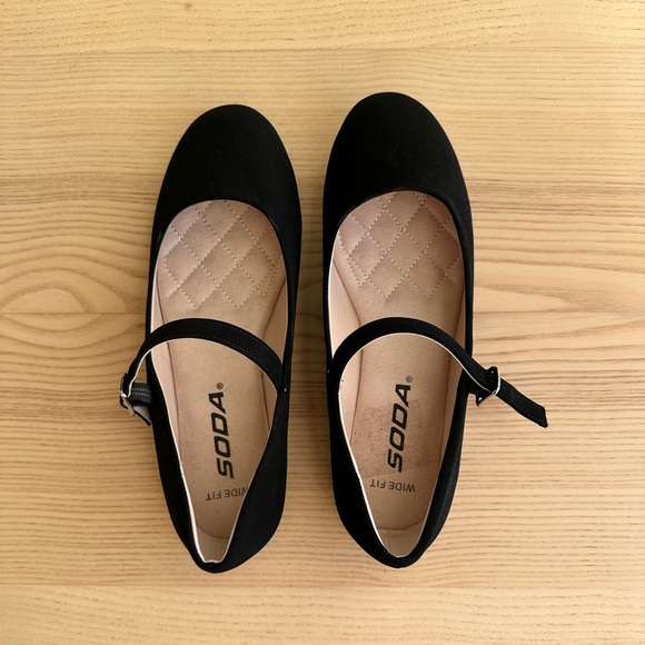 Black Suede Mary Jane Flats | Women’s 6.5 Wide Fit - Picture 7 of 8